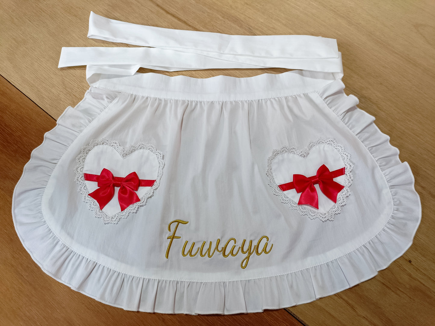 IN STOCK ribbon heart cotton apron