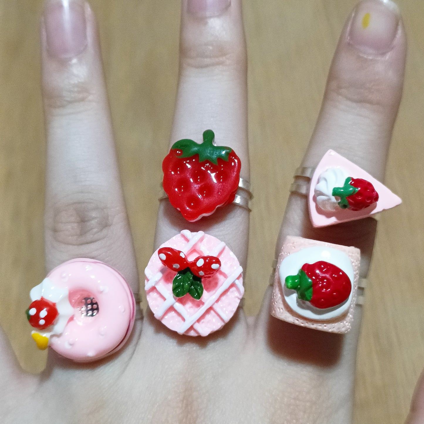 IN STOCK SET of 5 Strawberry rings