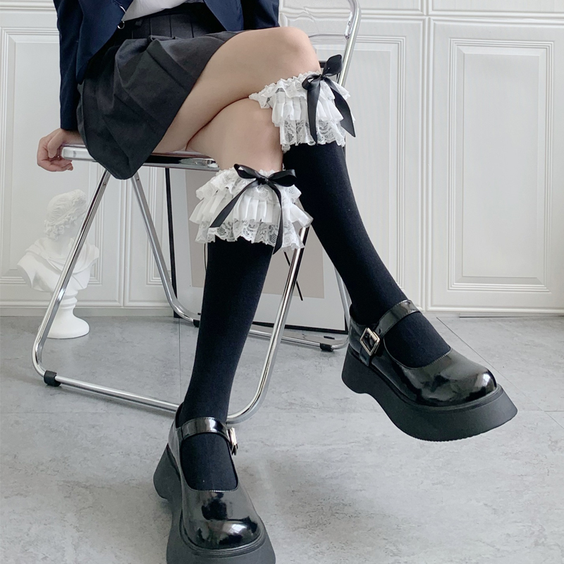 IN STOCK Gothic Old School cotton knee high socks