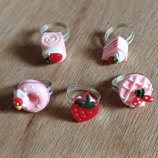 IN STOCK SET of 5 Strawberry rings