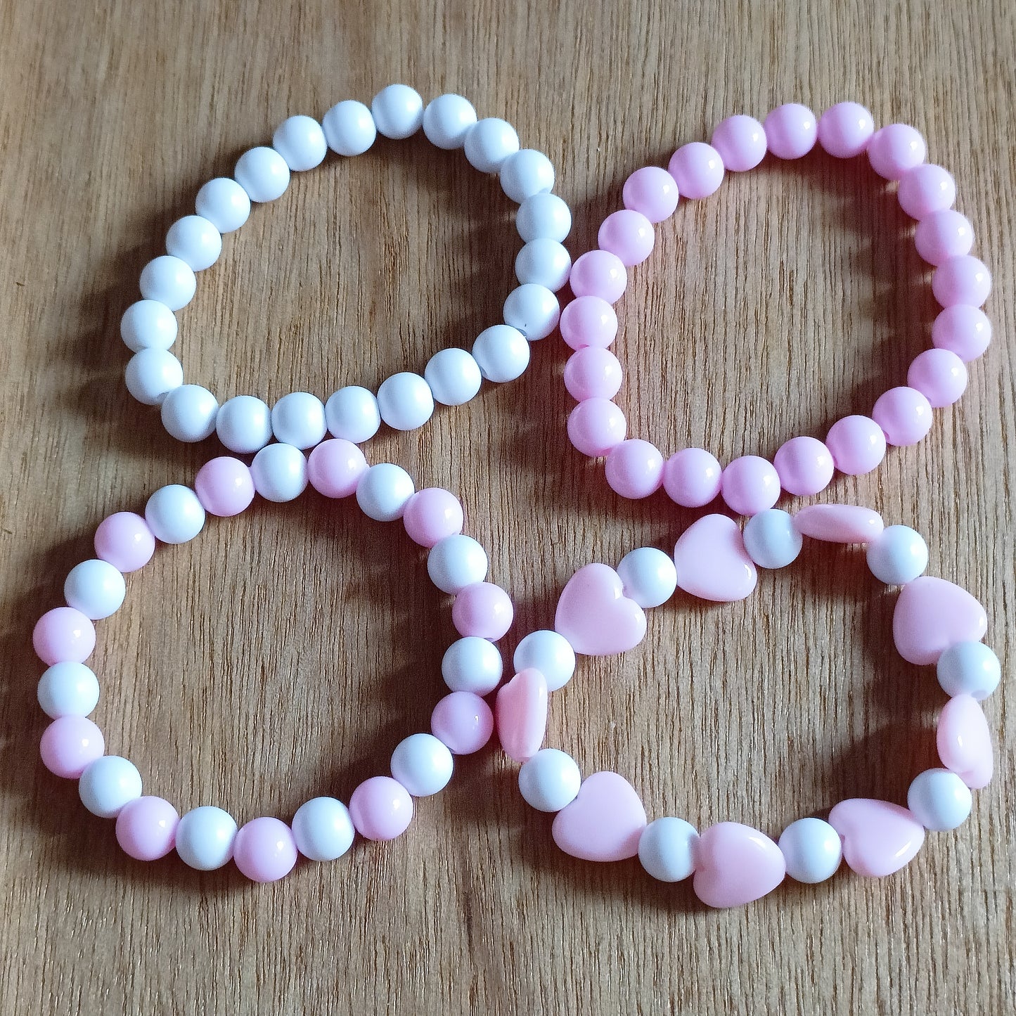 IN STOCK SET of 4 white-pink bracelets