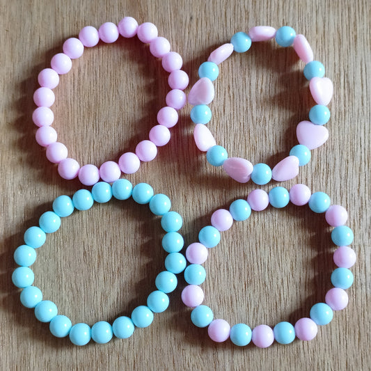 IN STOCK SET of 4 blue-pink bracelets