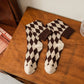 IN STOCK Coffee-Chocolate Diamond knee high socks